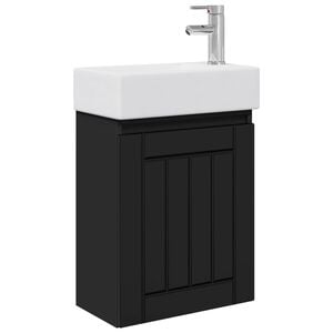 vidaXL Bathroom Vanity Unit with Tap Black 45.5 x 25.5 x 84 cm
