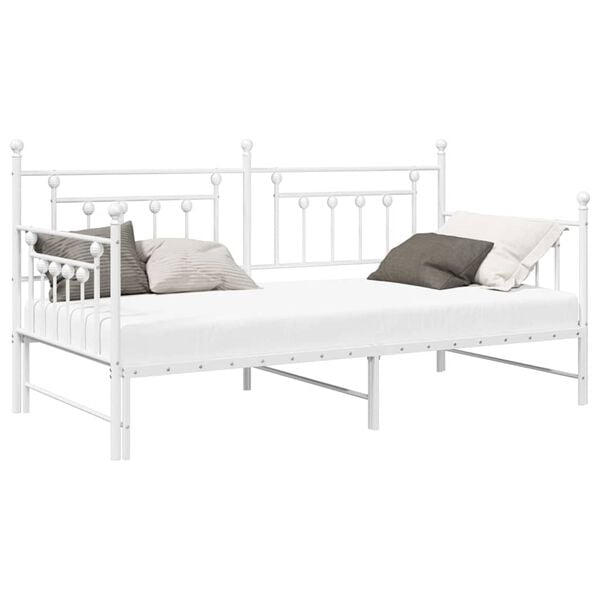 vidaXL Daybed Frame with Headboard White 100 x 200 cm Steel