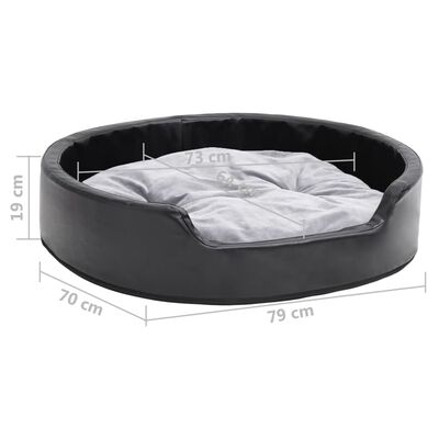 vidaXL Dog Bed Black and Grey 79x70x19 cm Plush and Faux Leather