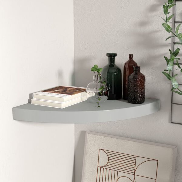 vidaXL Floating Corner Shelf Grey 35x35x3.8 cm MDF