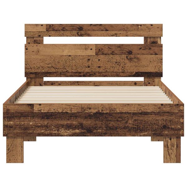 vidaXL Bed Frame with Headboard Old Wood 98.5 x 200 cm Engineered Wood