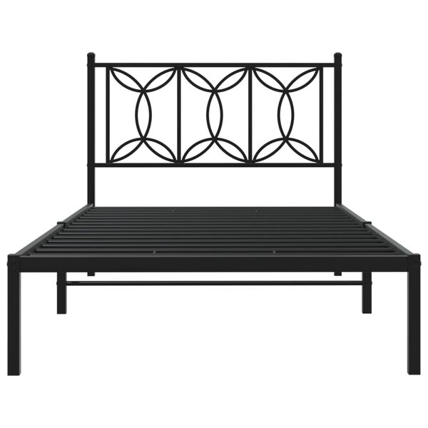 vidaXL Metal Bed Frame without Mattress with Headboard Black 100x200cm