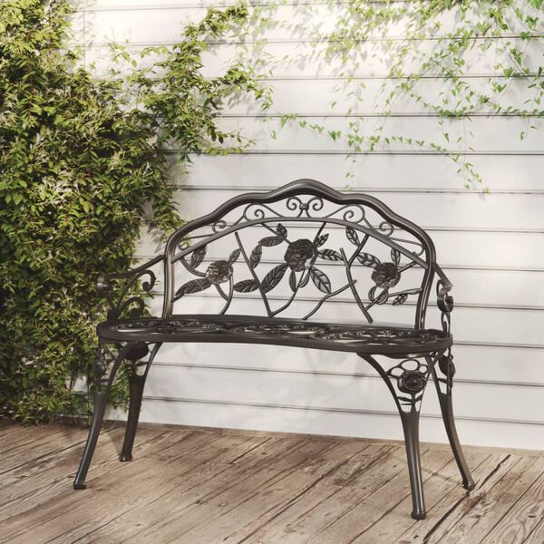vidaXL Garden Bench 100 cm Cast Aluminium Black
