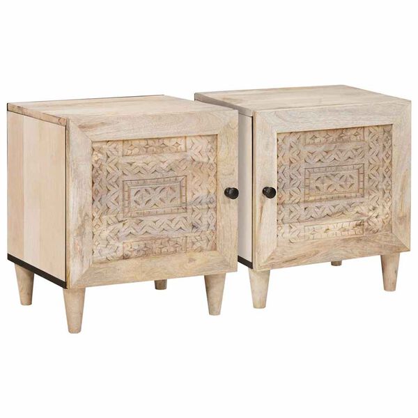 vidaXL Bedside Cabinet 2 pcs Beige 40 x 33 x 46 cm Solid Acacia wood