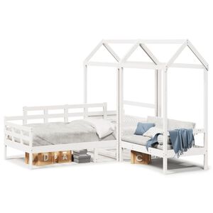 vidaXL Day Bed and Bench Set with Roof without Mattress White 80x200 cm