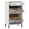 vidaXL Shoe Rack with Metal Legs White Solid Wood Pine OSLO