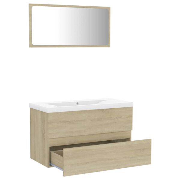 vidaXL Bathroom Furniture Set Sonoma Oak Engineered Wood