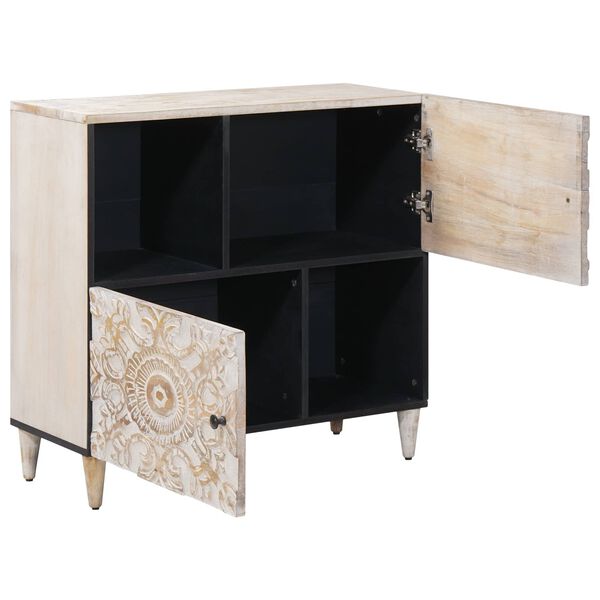 vidaXL Sideboard with Storage White 80 x 33.5 x 75 cm Solid Mango Wood