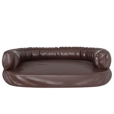 vidaXL Ergonomic Foam Dog Bed Brown 88x65 cm Faux Leather