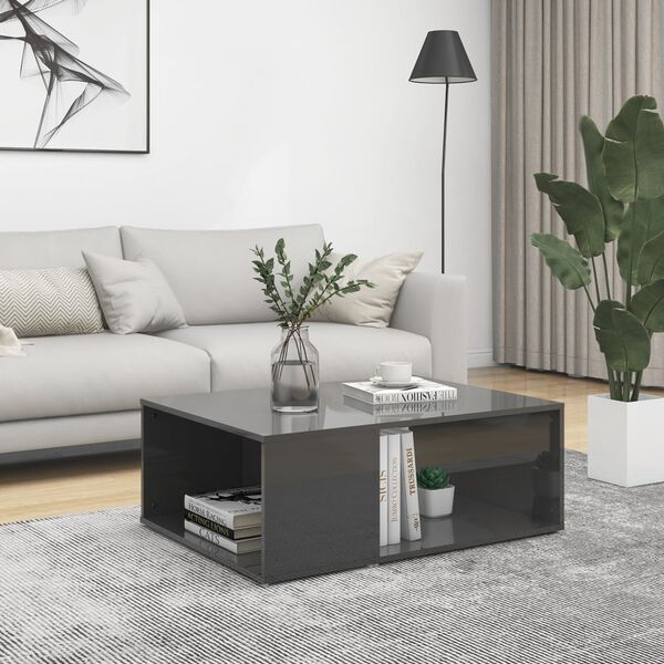 vidaXL Coffee Table High Gloss Grey 90x67x33 cm Engineered Wood