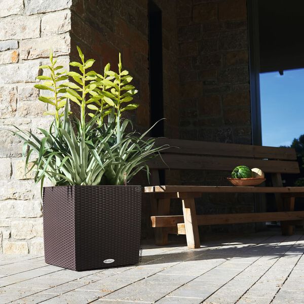 LECHUZA Planter CUBE Cottage 40 ALL-IN-ONE Mocha