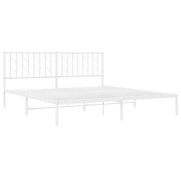 vidaXL Metal Bed Frame without Mattress with Headboard White 180x200cm