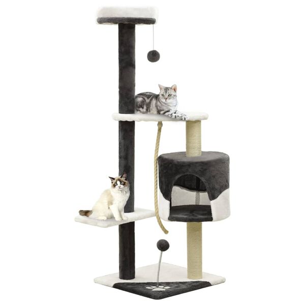 vidaXL Cat Tree with Sisal Scratching Posts Dark Grey and White 120 cm