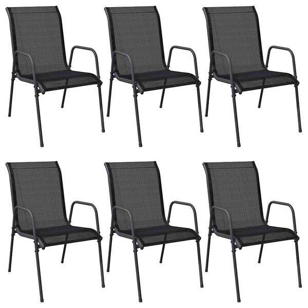 vidaXL Garden Chairs 6 pcs Steel and Textilene Black