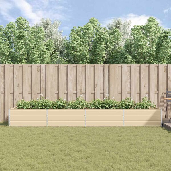 vidaXL Planter Ivory 385 x 100 x 45 cm Galvanised Steel