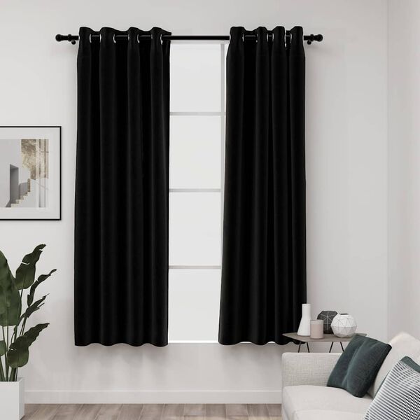 vidaXL Linen-Look Blackout Curtains 2 pcs Anthracite 140x175cm