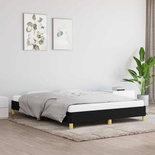 vidaXL Bed Frame without Mattress Black 135x190 cm Double Double Fabric