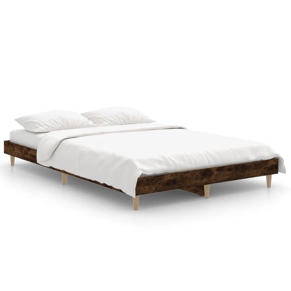 vidaXL Bed Frame without Mattress Smoked Oak 120x190 cm Small Double Engineered Wood