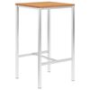 vidaXL Bar Table 60x60x105 cm Solid Teak Wood and Stainless Steel