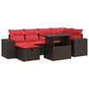 vidaXL 7 Piece Garden Sofa Set with Cushions Black Poly Rattan Acacia