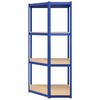 vidaXL 4-Layer Corner Shelf Blue Steel&Engineered Wood