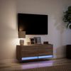 vidaXL TV Wall Cabinet with LED Lights Brown Oak 100x31x35 cm