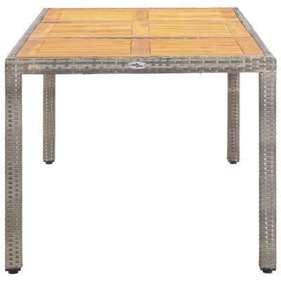 vidaXL Garden Table Grey 190x90x75 cm Poly Rattan and Acacia Wood