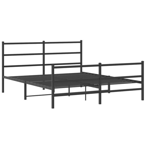 vidaXL Metal Bed Frame without Mattress with Footboard&nbsp;Black 160x200cm