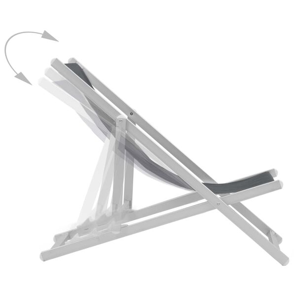 vidaXL Folding Beach Chairs 2 pcs Aluminium and Textilene Grey