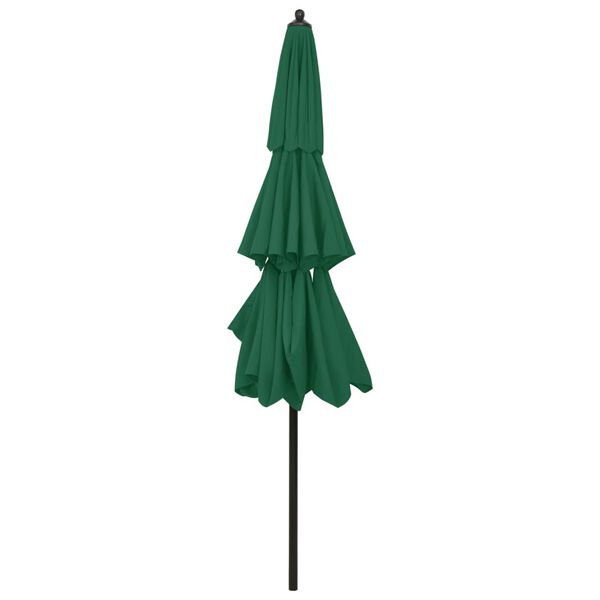 vidaXL 3-Tier Garden Parasol with Aluminium Pole Green 3 m