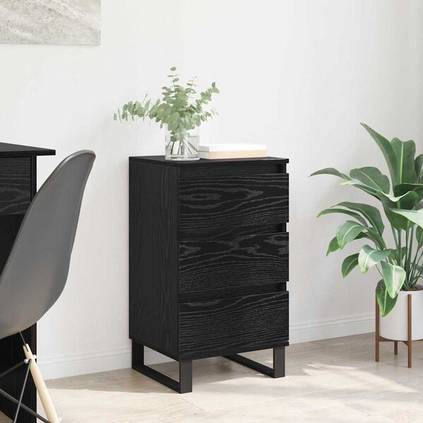 vidaXL Sideboard with Drawer Black oak Engineered wood