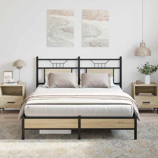 vidaXL Bed Frame without Mattress Sonoma Oak 140x200 cm Engineered Wood
