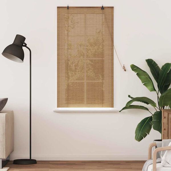 vidaXL Roller Blind with Curtains Manual Brown 80 x 160 cm Bamboo