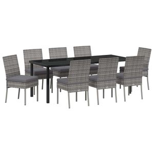 vidaXL Garden Dining Set 9 pcs Grey Powder-Coated Steel