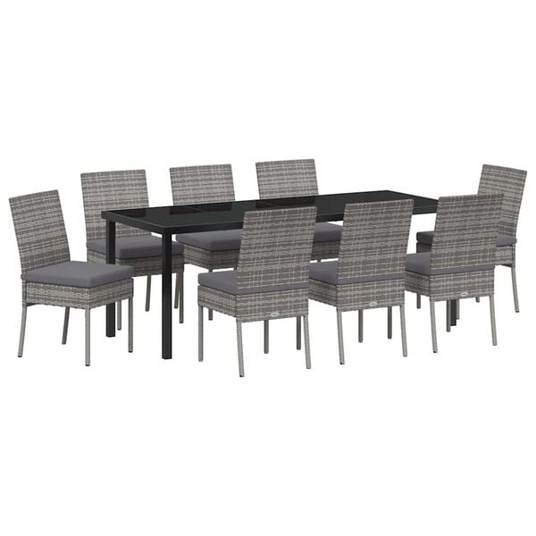vidaXL Garden Dining Set 9 pcs Grey Powder-Coated Steel