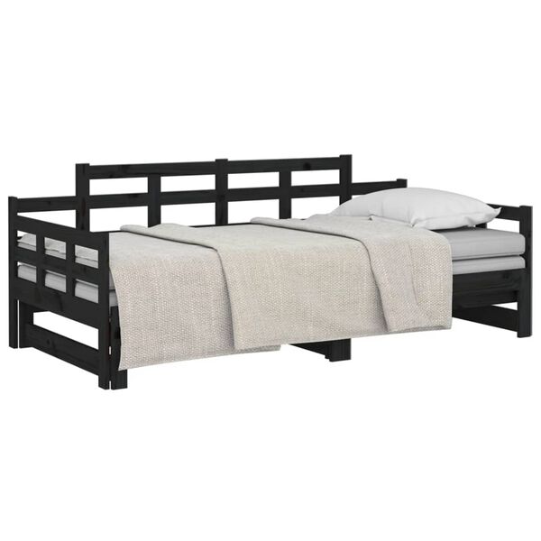 vidaXL Pull-out Day Bed without Mattress Black 2x(90x200) cm