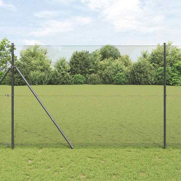 vidaXL Fence Post Grey 25 x 1.6 m (12 x 12 mm mesh) Steel and PVC