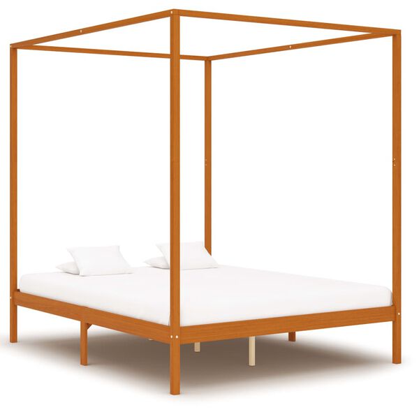 vidaXL Canopy Bed Frame without Mattress Solid Pine Wood 160x200 cm (283260+2x321987)