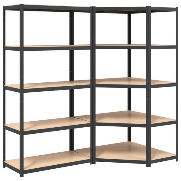vidaXL 5-Layer Shelves 2 pcs Anthracite Steel&Engineered Wood