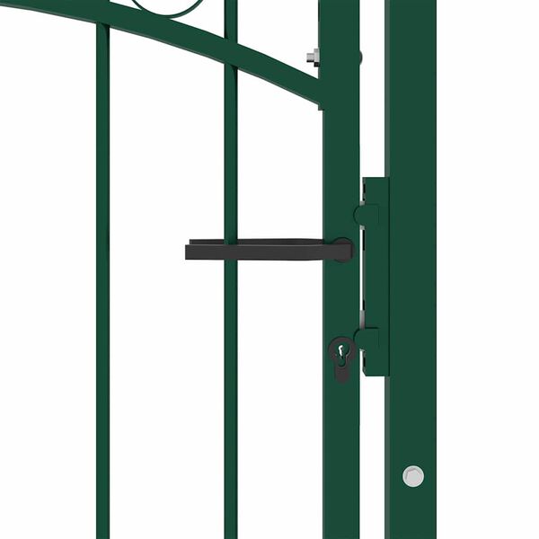 vidaXL Fence Gate with Arched Top Steel 100x136 cm Green