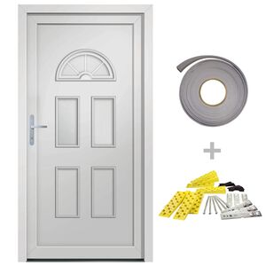 vidaXL Front Door White 110x210 cm PVC