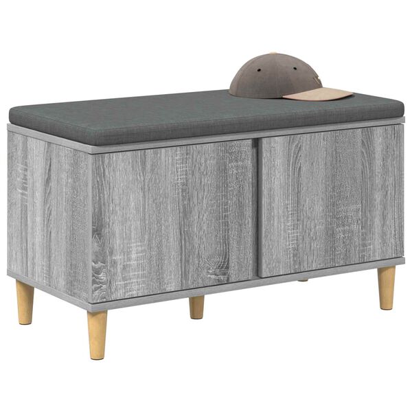 vidaXL Hall Bench with Cushion with Door Grey Sonoma 80 x 38 x 46 cm