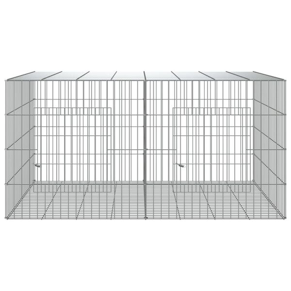 vidaXL 2-Panel Rabbit Cage 110x79x54 cm Galvanised Iron
