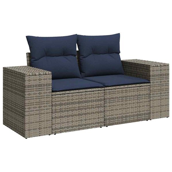 vidaXL 6 Piece Garden Sofa Set with Cushions Grey Poly Rattan Acacia