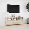 vidaXL TV Wall Cabinet with LED Lights Sonoma Oak 130x31x45 cm