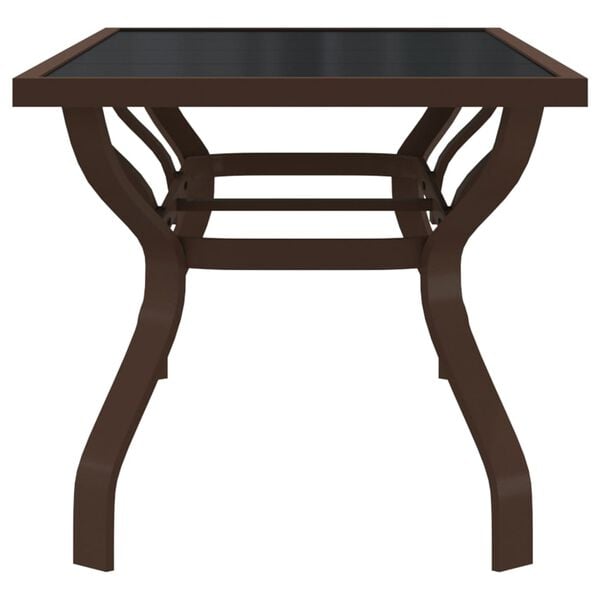 vidaXL Garden Table Brown and Black 180x80x70 cm Steel and Glass