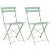 vidaXL Garden Folding Chair 2 pcs Light Mint Metal