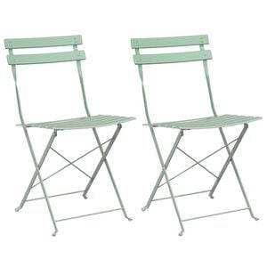 vidaXL Garden Folding Chair 2 pcs Light Mint Metal