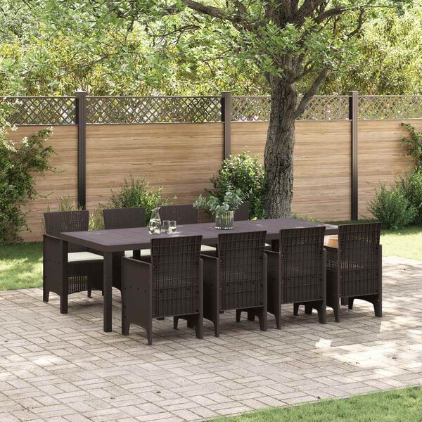 vidaXL Garden Dining Set 9 pcs Brown Polypropylene