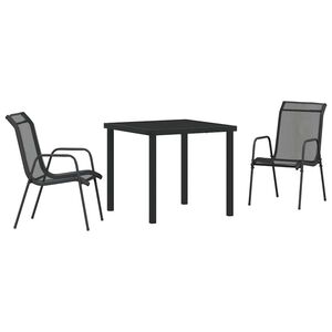 vidaXL Garden Dining Set 3 pcs Black Powder-Coated Steel